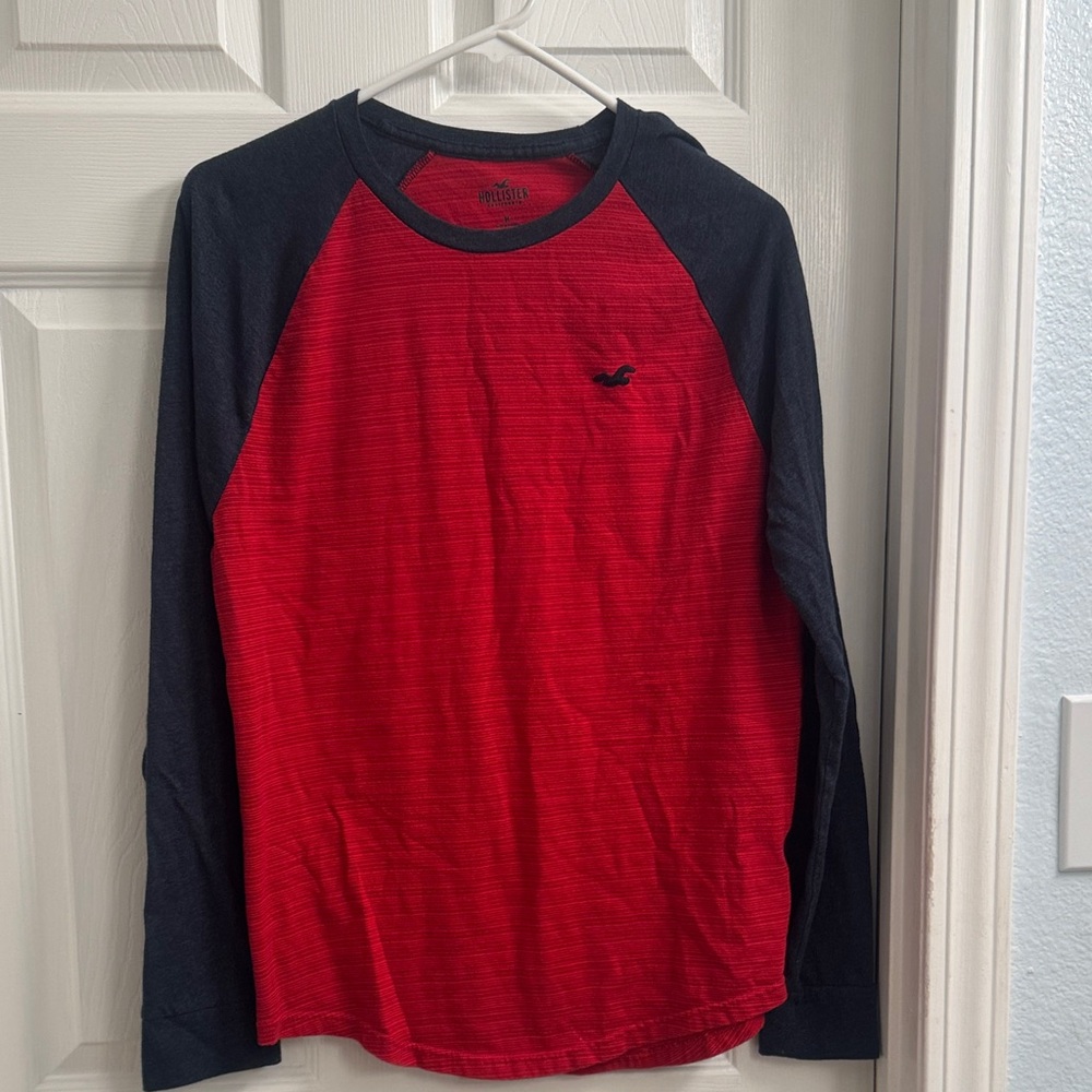 Hollister Red and Black Long Sleeve Tee